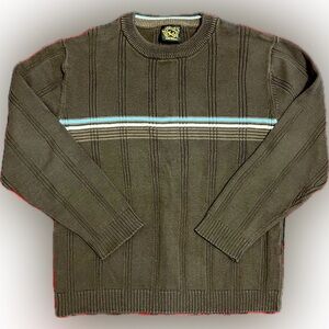 🌿Vintage. Sz. Small (8). Chocolate Brown With Baby Blue & White Stripes.